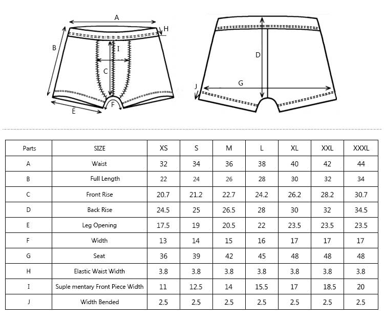 underwear size spec